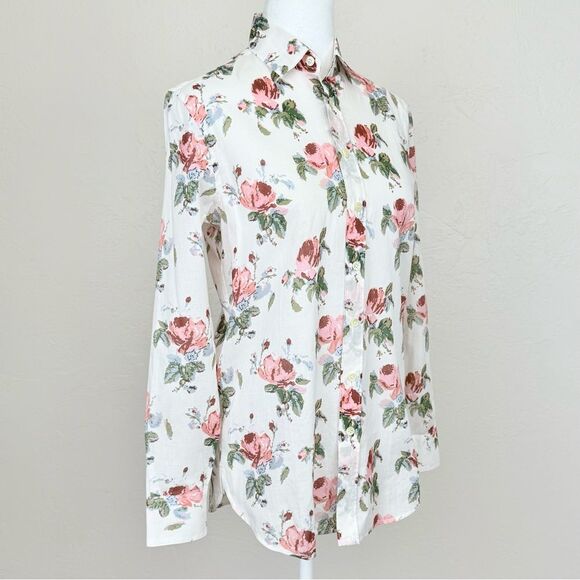 Saint Laurent Floral Rose Print Cotton Voile Button Down Shirt Size 38 FR 6 US - Picture 3 of 14